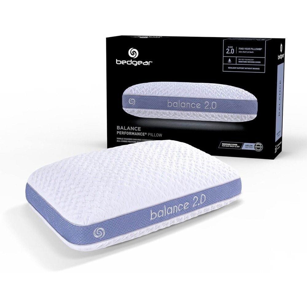 Bedgear Balance Performance Pillow Size 2.0 Medium Firmness Dri-Tec Cover White